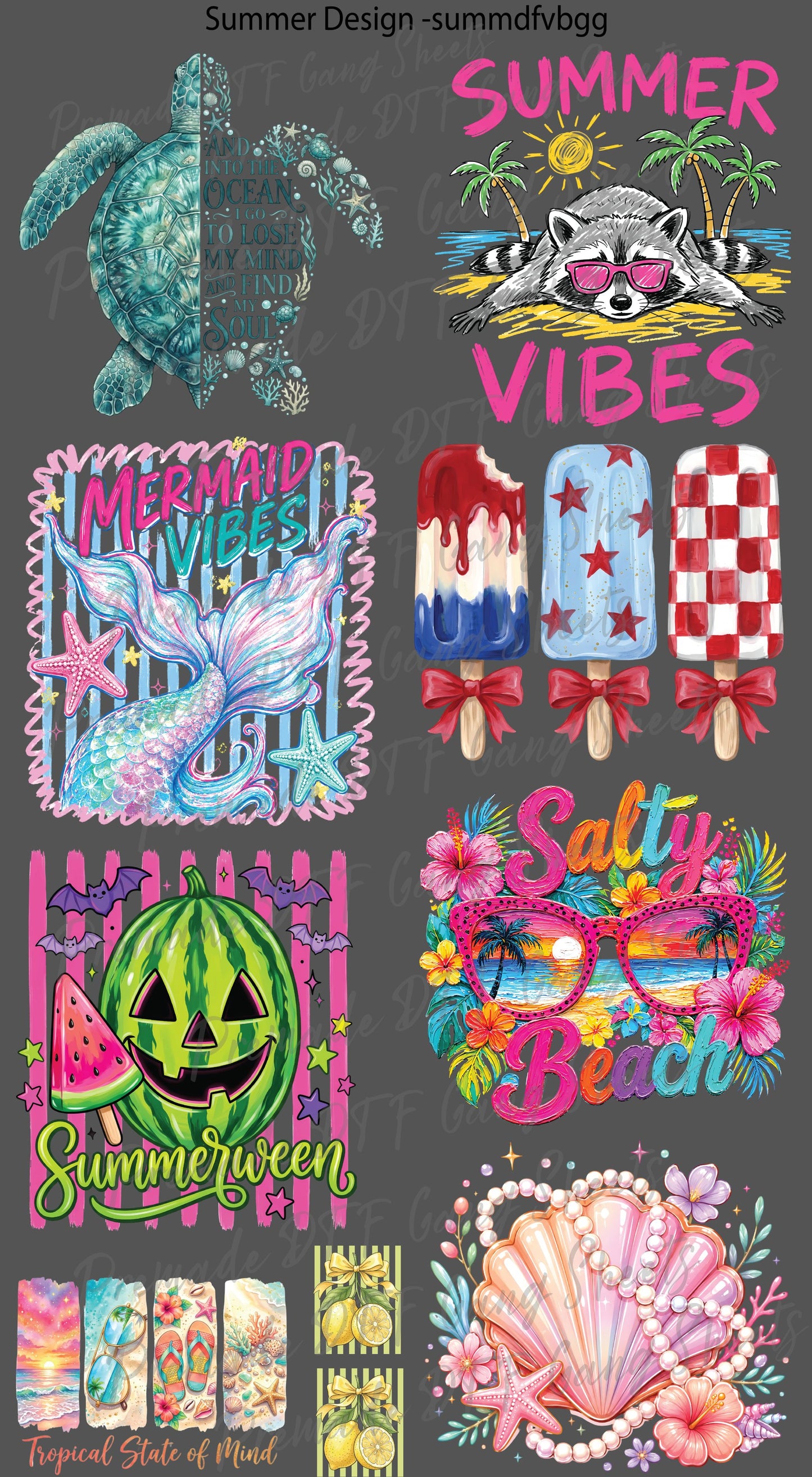 Summer Premade Gang Sheet Beach DTF Transfer Ready to Press Designs Holiday Season Summer Vibes Heat Transfer For Shirts