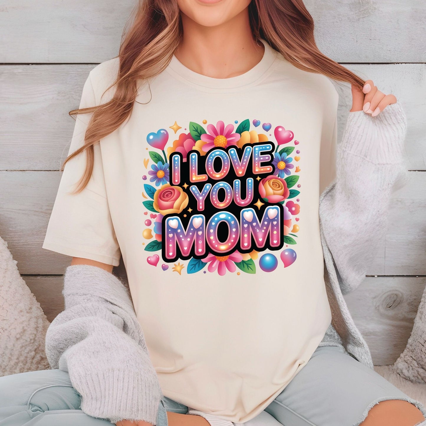 Mother’s Day DTF Transfer ready to Press I Love You Mom Heat Transfer for Shirts Motherhood UV Sticker Print Mama Iron On Transfer