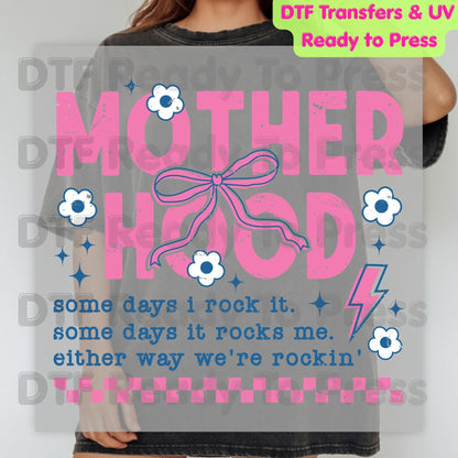 Motherhood Definition DTF Transfer Ready to Press Retro Floral Aesthetic Heat Transfer for Shirts Heart Flower Mother's Day UV Sticker Prints