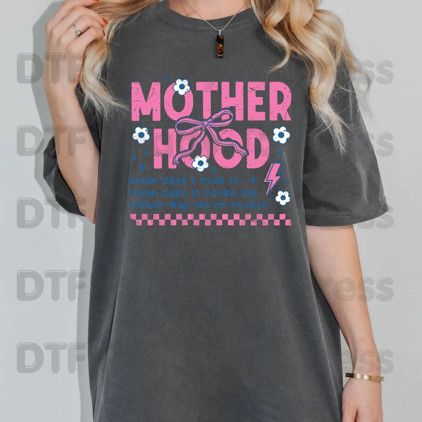 Motherhood Definition DTF Transfer Ready to Press Retro Floral Aesthetic Heat Transfer for Shirts Heart Flower Mother's Day UV Sticker Prints