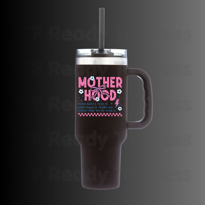 Motherhood Definition DTF Transfer Ready to Press Retro Floral Aesthetic Heat Transfer for Shirts Heart Flower Mother's Day UV Sticker Prints