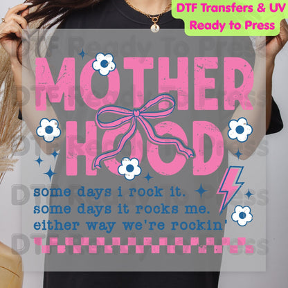 Motherhood Definition DTF Transfer Ready to Press Retro Floral Aesthetic Heat Transfer for Shirts Heart Flower Mother's Day UV Sticker Prints