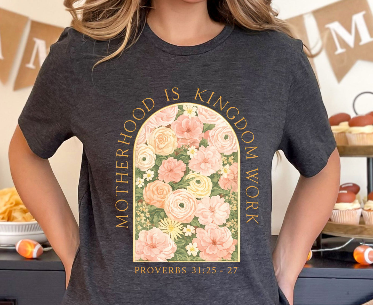 Motherhood Is Kingdom Work T Shirt Proverbs 31 Christian Mom Tee Floral Faith Shirt Adult Youth Toddler Baby Religious Mother's Day Gift
