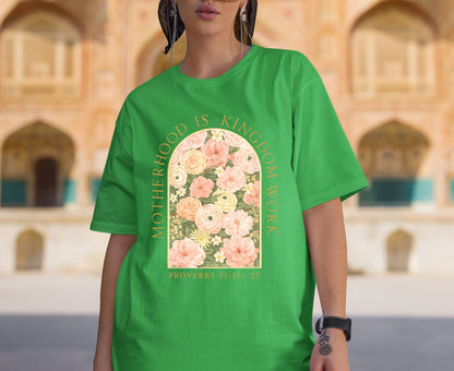Motherhood Is Kingdom Work T Shirt Proverbs 31 Christian Mom Tee Floral Faith Shirt Adult Youth Toddler Baby Religious Mother's Day Gift