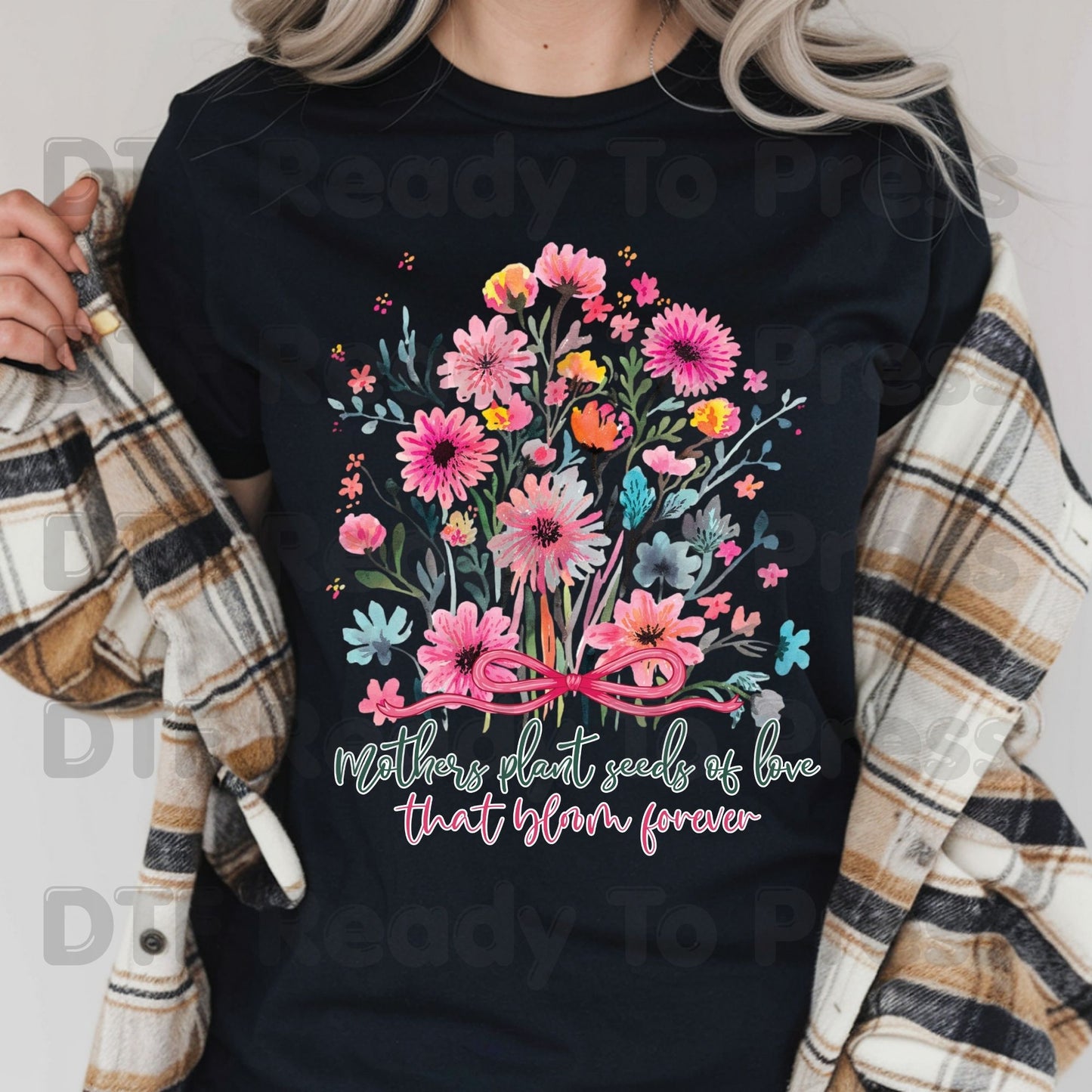Mothers Plant Seeds of Love DTF Transfer Ready to Press Bloom Forever Floral Watercolor Heat Transfer For Shirts Mother's Day UV Sticker Prints