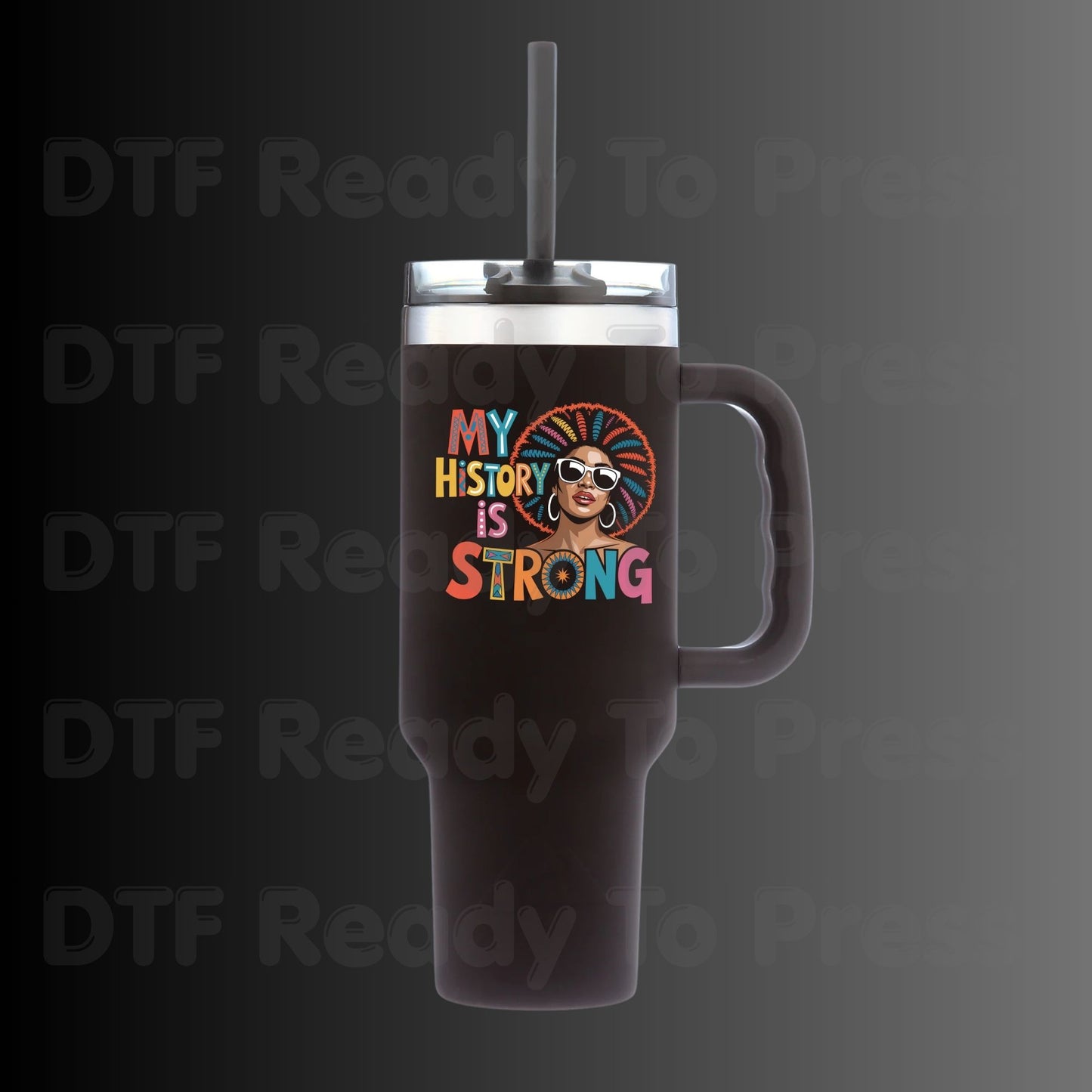 My History is Strong DTF Transfer Ready to Press Black Woman Afro Sunglasses Heat Transfer for Shirts African American UV Sticker Prints
