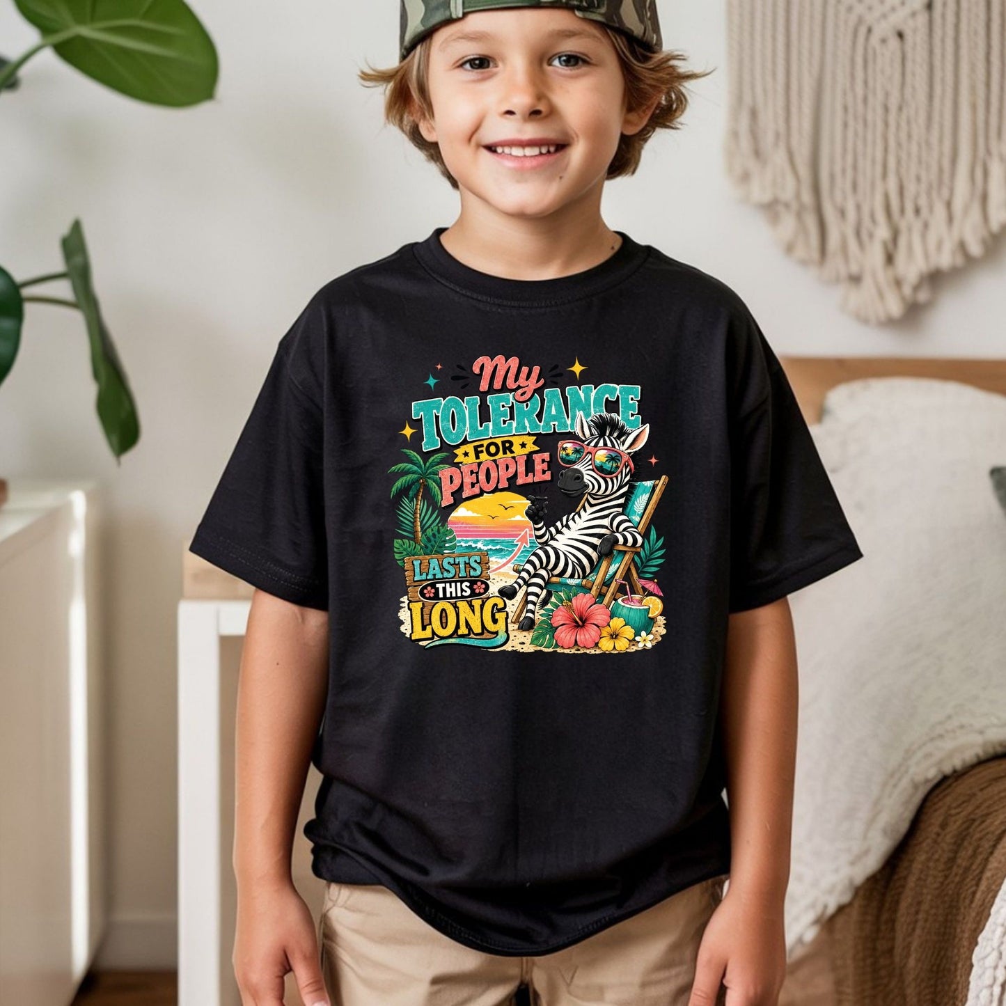 My Tolerance For People Lasts This Long Retro Zebra DTF Transfer Ready to Press Funny Summer UV DTF Sticker Sarcastic Beach Heat Transfer for Shirts