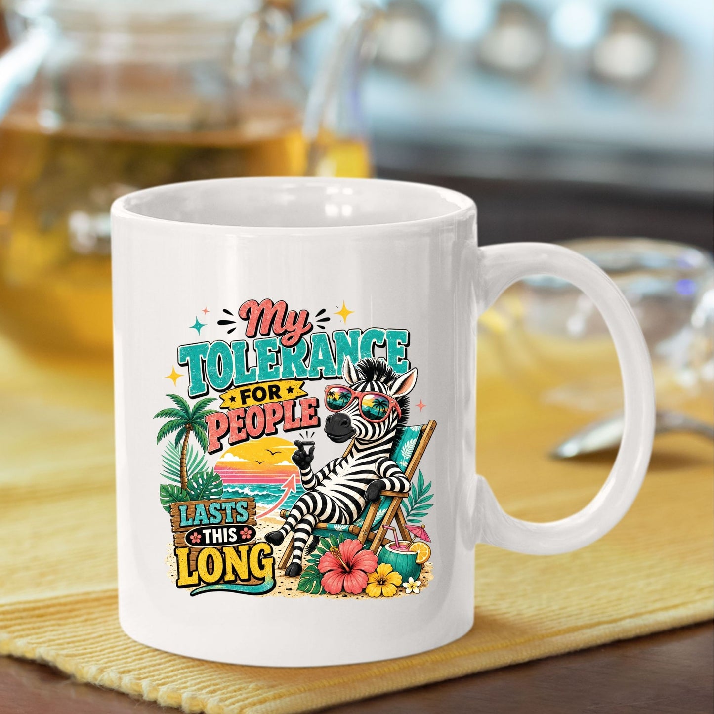 My Tolerance For People Lasts This Long Retro Zebra DTF Transfer Ready to Press Funny Summer UV DTF Sticker Sarcastic Beach Heat Transfer for Shirts