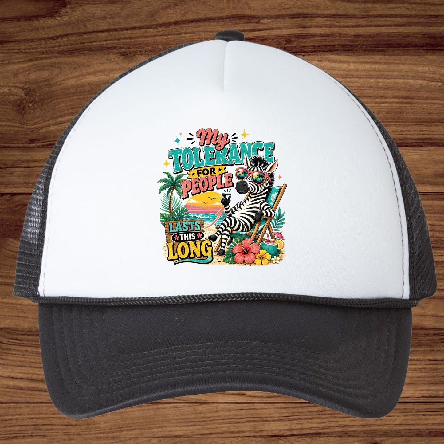 My Tolerance For People Lasts This Long Retro Zebra DTF Transfer Ready to Press Funny Summer UV DTF Sticker Sarcastic Beach Heat Transfer for Shirts