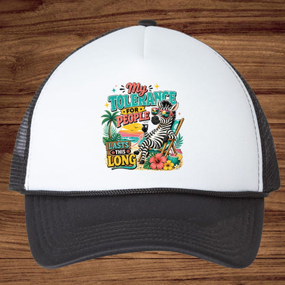 My Tolerance For People Lasts This Long Retro Zebra DTF Transfer Ready to Press Funny Summer UV DTF Sticker Sarcastic Beach Heat Transfer for Shirts