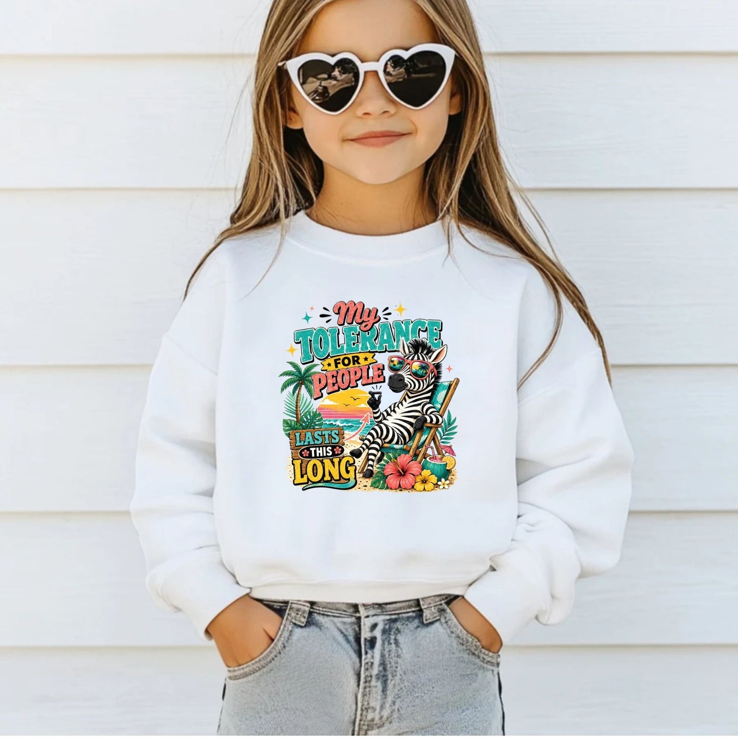 My Tolerance For People Lasts This Long Retro Zebra DTF Transfer Ready to Press Funny Summer UV DTF Sticker Sarcastic Beach Heat Transfer for Shirts