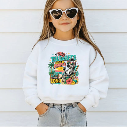 My Tolerance For People Lasts This Long Retro Zebra DTF Transfer Ready to Press Funny Summer UV DTF Sticker Sarcastic Beach Heat Transfer for Shirts