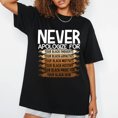 Never Apologize Black History Month T Shirts