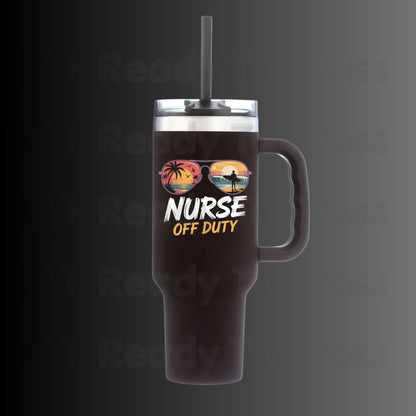 Nurse Off Duty Sunglasses Summer Vacation DTF Transfer Ready to Press Retro Beach Surfing Heat Transfer for Shirts UV Sticker Prints