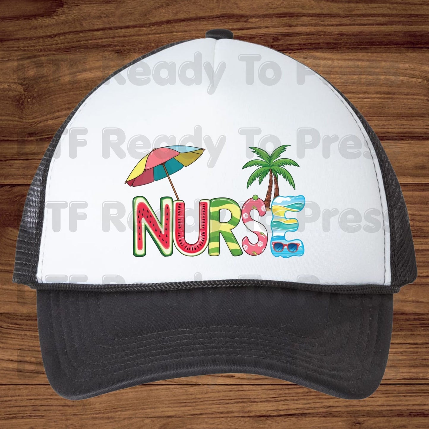 Nurse Summer Vacation DTF Transfer Ready to Press Watermelon Palm Tree Umbrella Heat Transfer for Shirts School Nurse UV Sticker Prints