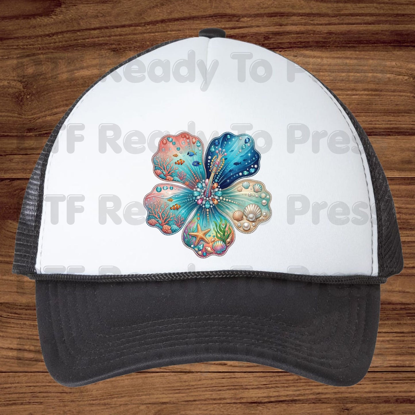 Ocean Life DTF Transfer Ready to Press Summer Beach Flower Seashell Coral Fish Heat Transfer for Shirts Coastal UV Sticker Prints