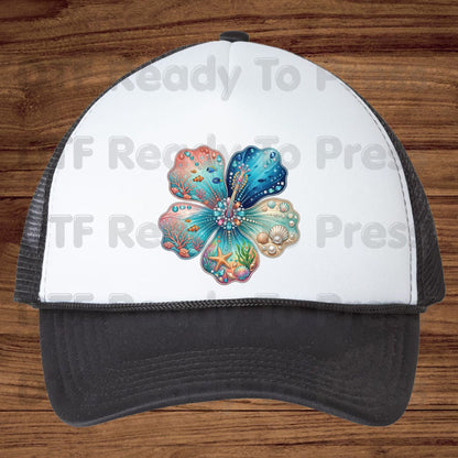 Ocean Life DTF Transfer Ready to Press Summer Beach Flower Seashell Coral Fish Heat Transfer for Shirts Coastal UV Sticker Prints