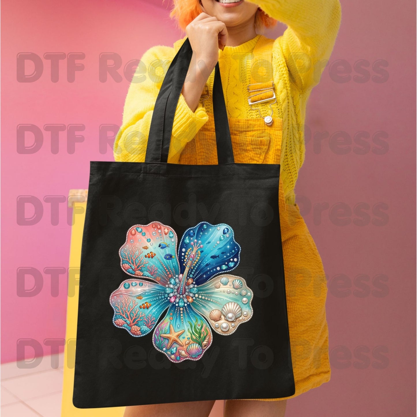 Ocean Life DTF Transfer Ready to Press Summer Beach Flower Seashell Coral Fish Heat Transfer for Shirts Coastal UV Sticker Prints