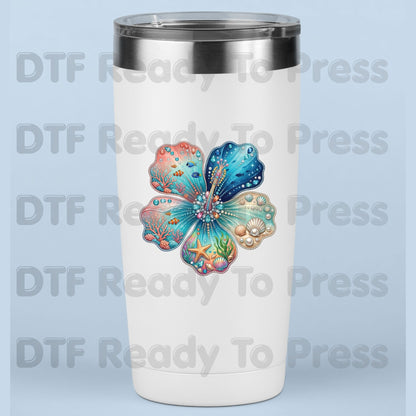 Ocean Life DTF Transfer Ready to Press Summer Beach Flower Seashell Coral Fish Heat Transfer for Shirts Coastal UV Sticker Prints