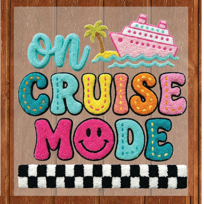 On Cruise Mode DTF Transfer ready to Press Faux Crochet Yarn Heat Transfer for Shirts Kayaker Boat UV Sticker Prints Iron on Transfer
