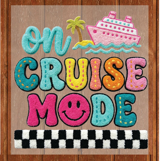 On Cruise Mode DTF Transfer ready to Press Faux Crochet Yarn Heat Transfer for Shirts Kayaker Boat UV Sticker Prints Iron on Transfer