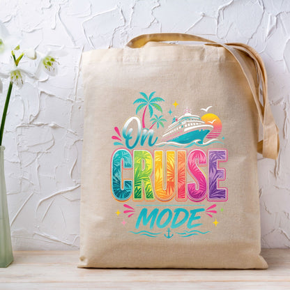 On Cruise Mode Retro Cruise Ship DTF Transfer Ready to Press Family Cruise Vacation UV DTF Sticker Ocean Liner & Palms Heat Transfer for Shirts