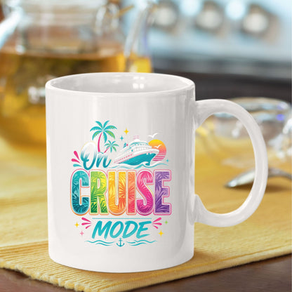 On Cruise Mode Retro Cruise Ship DTF Transfer Ready to Press Family Cruise Vacation UV DTF Sticker Ocean Liner & Palms Heat Transfer for Shirts