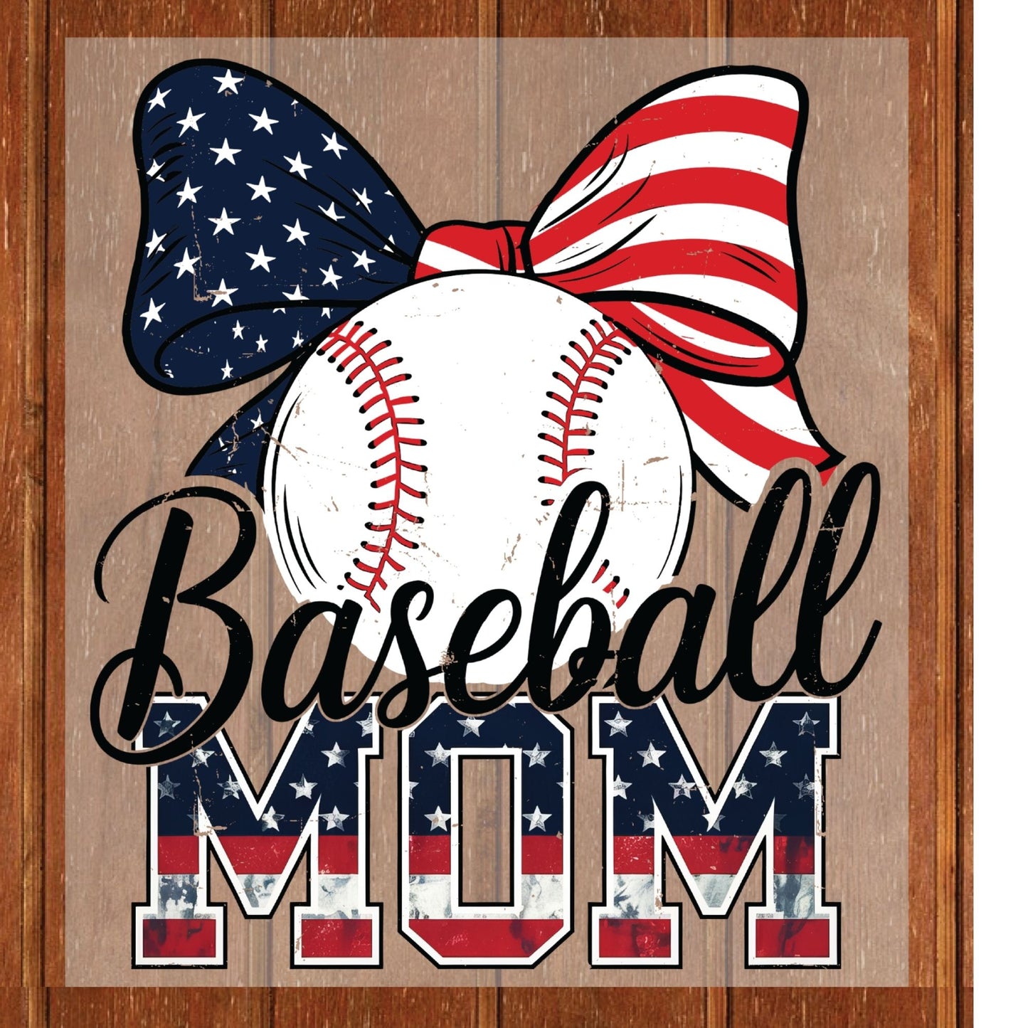 Patriotic Baseball Mom DTF Transfer ready to Press 4th of July Sports Mama Heat Transfer for Shirts Mommy UV Sticker Prints