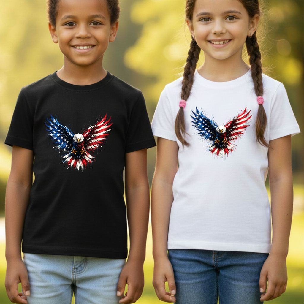 Patriotic Eagle American Flag Comfort Colors T Shirts Splatter Eagle Wings Graphic Tee 4th of July Men Women Fourth of July Gifts