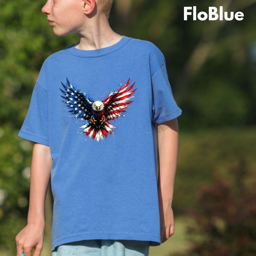 Patriotic Eagle American Flag Comfort Colors T Shirts Splatter Eagle Wings Graphic Tee 4th of July Men Women Fourth of July Gifts