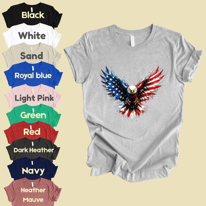 Patriotic Eagle American Flag Comfort Colors T Shirts Splatter Eagle Wings Graphic Tee 4th of July Men Women Fourth of July Gifts