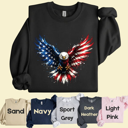 Patriotic Eagle American Flag Comfort Colors T Shirts Splatter Eagle Wings Graphic Tee 4th of July Men Women Fourth of July Gifts
