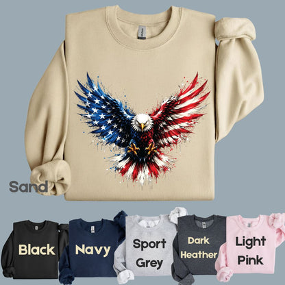 Patriotic Eagle American Flag Comfort Colors T Shirts Splatter Eagle Wings Graphic Tee 4th of July Men Women Fourth of July Gifts