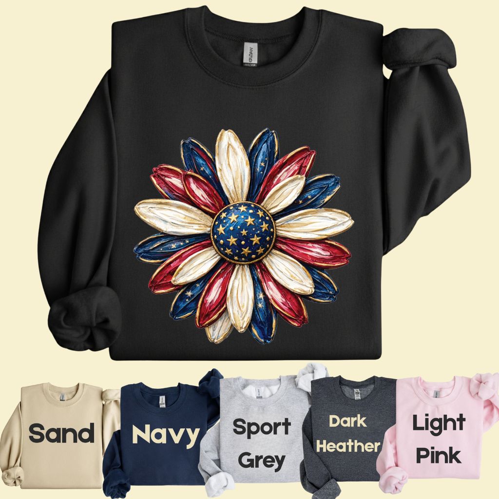 Patriotic Flower Comfort Colors T Shirts 4th of July Sunflower Tee Red White Blue Daisy Shirt Cute America Floral Fourth of July Gifts