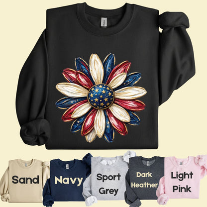Patriotic Flower Comfort Colors T Shirts 4th of July Sunflower Tee Red White Blue Daisy Shirt Cute America Floral Fourth of July Gifts