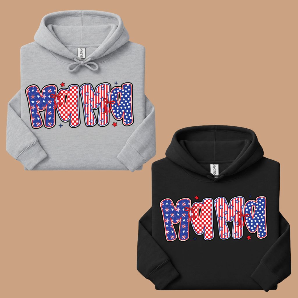 Patriotic Mama Letters Comfort Colors T Shirts Cute 4th of July Bow Tee Coppy America Flag Shirt Mothers Day Gift Fourth of July Gifts