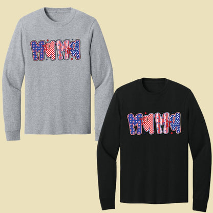 Patriotic Mama Letters Comfort Colors T Shirts Cute 4th of July Bow Tee Coppy America Flag Shirt Mothers Day Gift Fourth of July Gifts