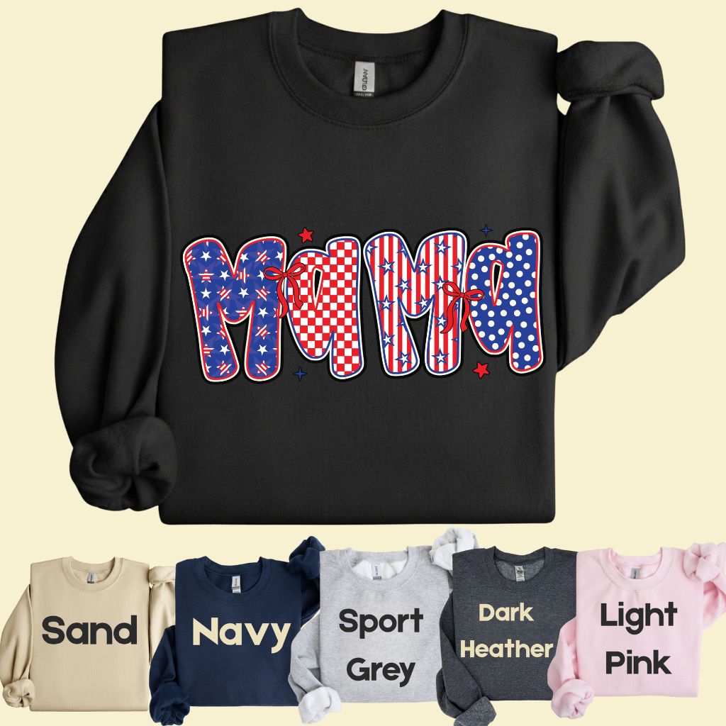 Patriotic Mama Letters Comfort Colors T Shirts Cute 4th of July Bow Tee Coppy America Flag Shirt Mothers Day Gift Fourth of July Gifts