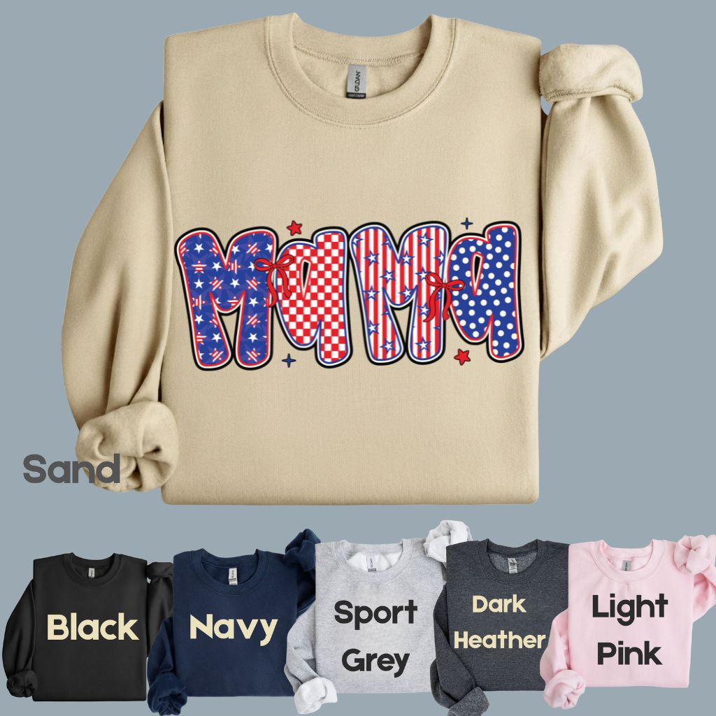 Patriotic Mama Letters Comfort Colors T Shirts Cute 4th of July Bow Tee Coppy America Flag Shirt Mothers Day Gift Fourth of July Gifts