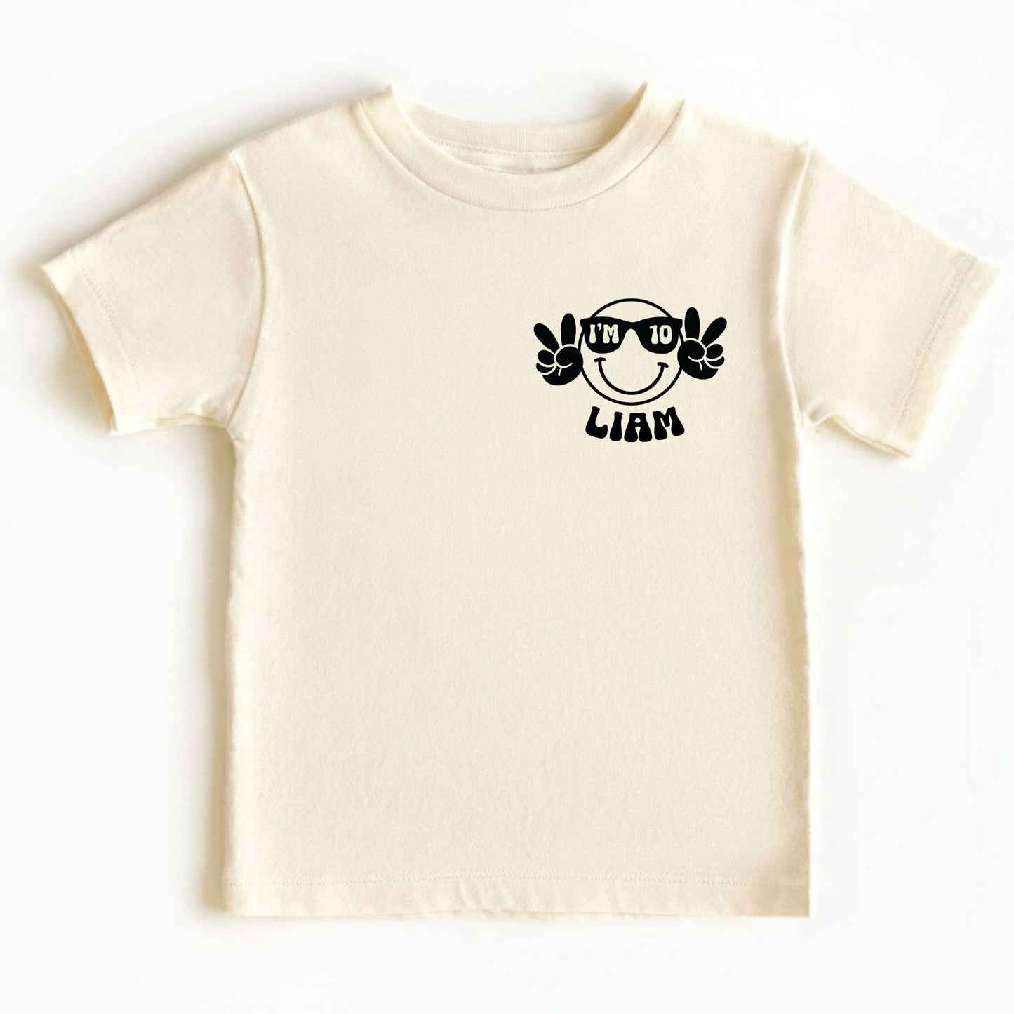 Peace Out Single Digits 10th Birthday Custom Shirt With Pocket and Back print Groovy 10 Year Old Toddler Tee Kids Retro Birthday Outfit