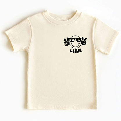 Peace Out Single Digits 10th Birthday Custom Shirt With Pocket and Back print Groovy 10 Year Old Toddler Tee Kids Retro Birthday Outfit