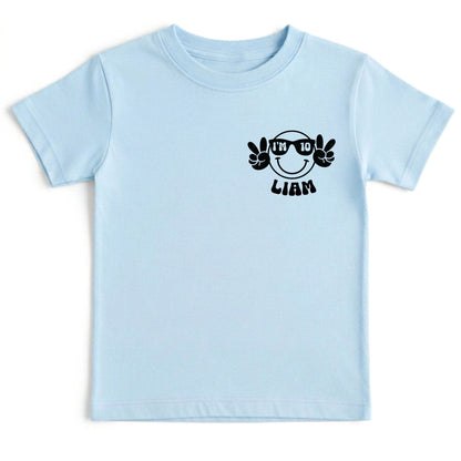 Peace Out Single Digits 10th Birthday Custom Shirt With Pocket and Back print Groovy 10 Year Old Toddler Tee Kids Retro Birthday Outfit