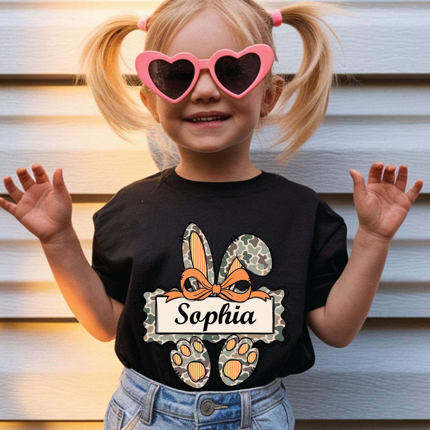 Personalized Bunny Name Shirts Custom Camo Easter Kids Tees Egg Hunter Outfit Boy Girl Baby Bodysuit Childrens Clothing