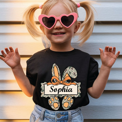 Personalized Bunny Name Shirts Custom Camo Easter Kids Tees Egg Hunter Outfit Boy Girl Baby Bodysuit Childrens Clothing