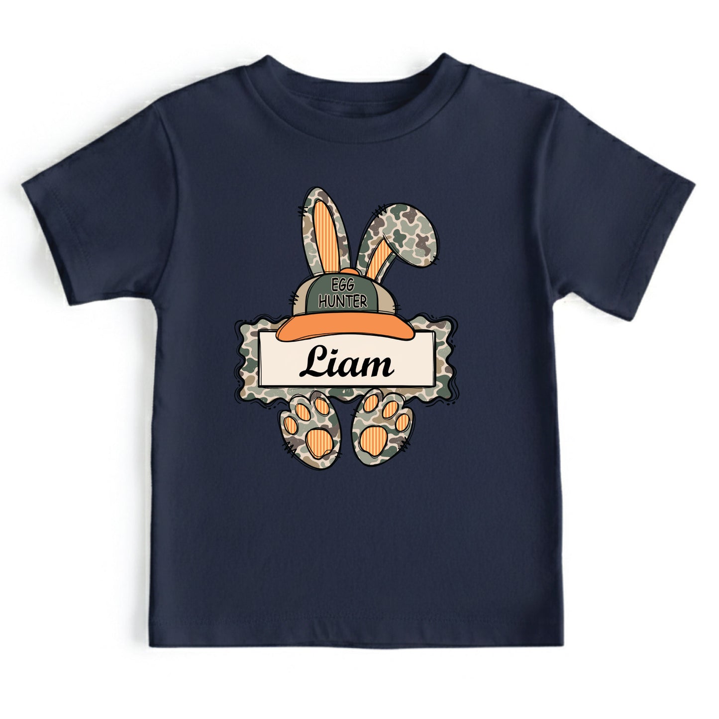Personalized Bunny Name Shirts Custom Camo Easter Kids Tees Egg Hunter Outfit Boy Girl Baby Bodysuit Childrens Clothing