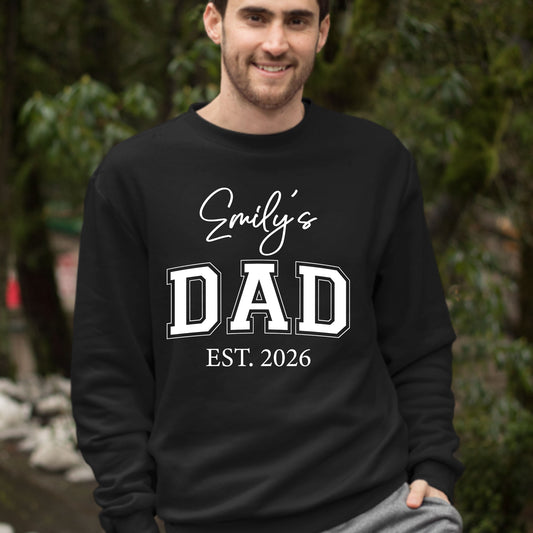 Personalized Dad Sweatshirt With Kid Name, Christmas Gift for Daddy, Custom Dad Shirts, Dad with Child Name Tees