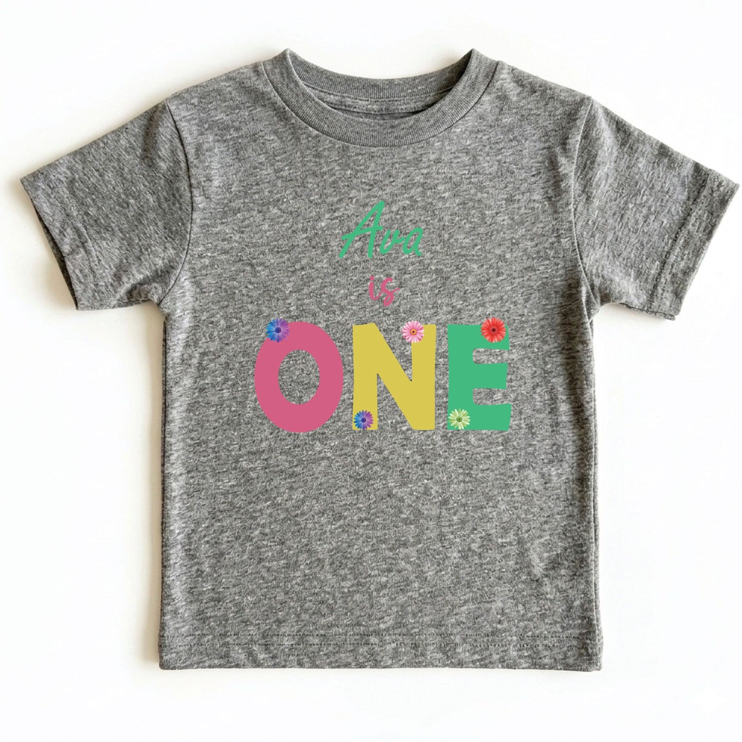 Personalized First Birthday Girl Bodysuit Custom Name 1st Birthday Shirt Floral Cake Smash Outfit One Year Old Tee Flower Birthday Party Gift
