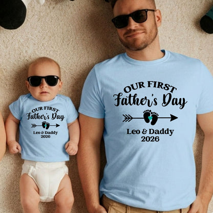 Personalized First Father's Day Shirt Daddy and Me Matching Set Custom Our 1st Father's Day Dad and baby Name Tees