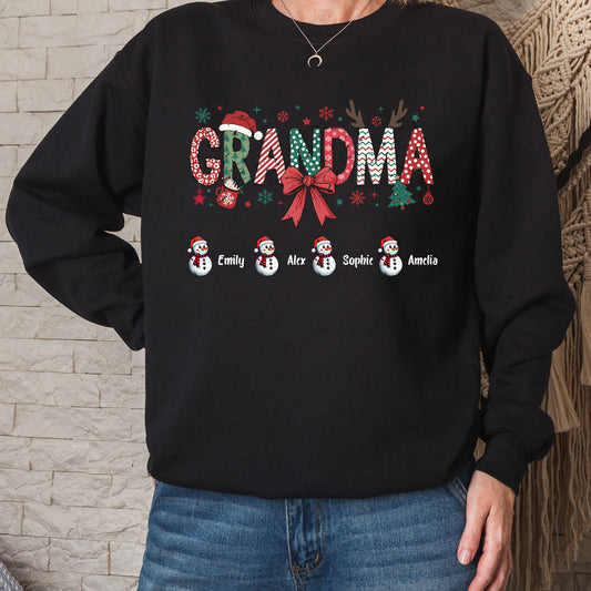 Personalized Grandma Christmas Sweatshirt With Grandkids Name, Custom Grandkids Name Shirt, Grandma Holiday Gift