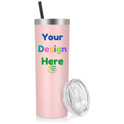 Custom Skinny Tumbler Insulated Stainless Steel Tumbler witth Lid and Straw - 20 oz